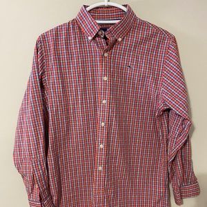 Boys Vineyard Vines Salmon Plaid Button Down Shirt, Size Large (16-18)